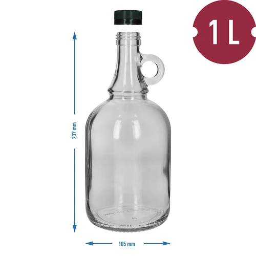 Garrafa Gallone 1 L com tampa de rosca, sem revestimento entrançado - 4