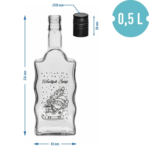 Garrafa Klasztorna 500 ml com tampa de rosca, impressão «Pai Natal», 1 unid. - 5
