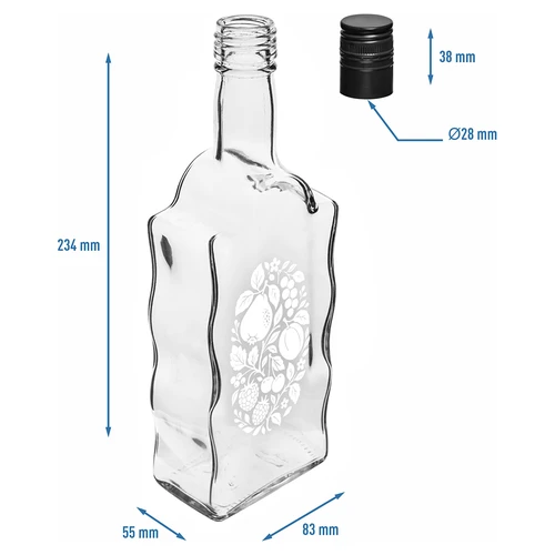 Garrafa Klasztorna 500 ml com tampa de rosca e impressão «Frutos» modelo 1 - 5