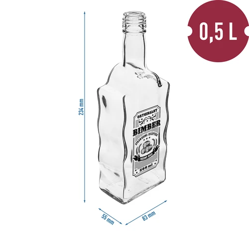 Garrafa Klasztorna 500 ml com tampa de rosca, impressão «Bimber», 1 un. - 5