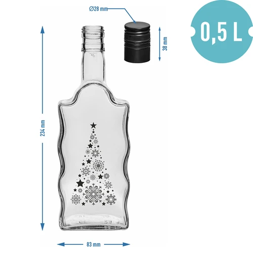 Garrafa Monástica 500 ml com tampa de rosca, estampado "Árvore de Natal", 1 un. - 5