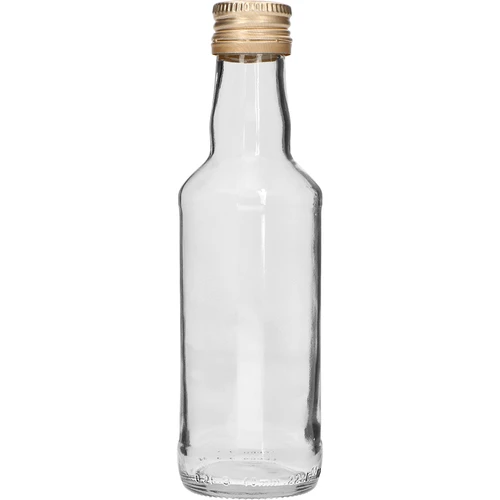 Garrafa clássica para destilados 200 ml, com tampa dourada fi 28, 1 un.