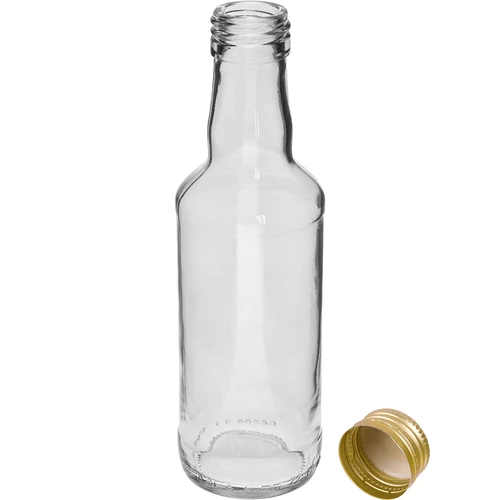 Garrafa clássica para destilados 200 ml, com tampa dourada fi 28, 1 un. - 2