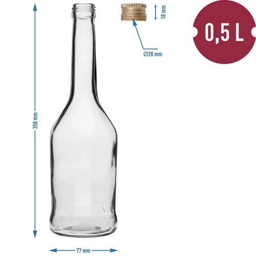 Garrafa Napoleon 500 ml com tampa de rosca Ø28 mm, 6 unid. - 7