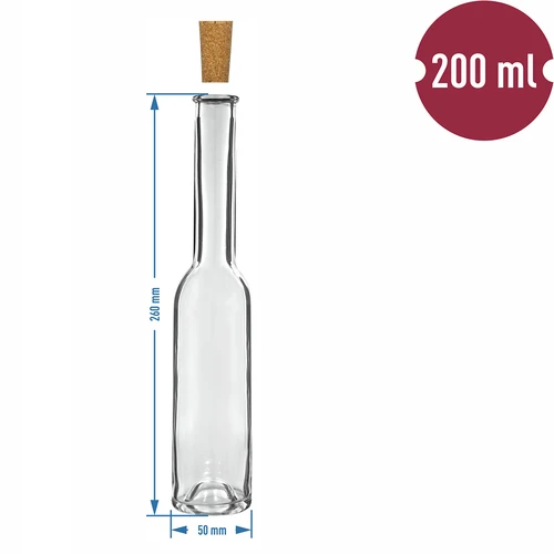 Garrafa para licor 200 ml, 6 unid. + 6 rolhas 23/18 - 7