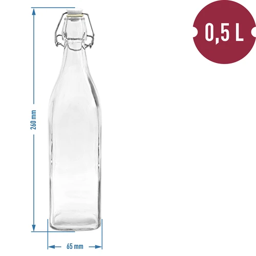 Garrafa Quadrada com Fecho Hermético 0,5 L - 2