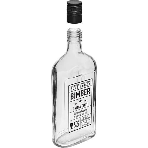 Garrafa chata 500 ml com tampa de rosca, estampagem “Bimber PRL”, 1 unidade - 3