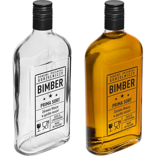 Garrafa chata 500 ml com tampa de rosca, estampagem “Bimber PRL”, 1 unidade - 4