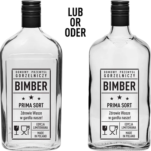 Garrafa chata 500 ml com tampa de rosca, estampagem “Bimber PRL”, 1 unidade - 2