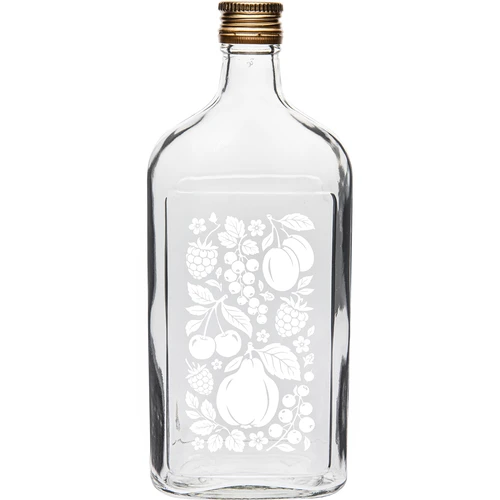 Garrafa tipo cantil 500 ml com tampa de rosca e motivo “Frutas” — modelo 2