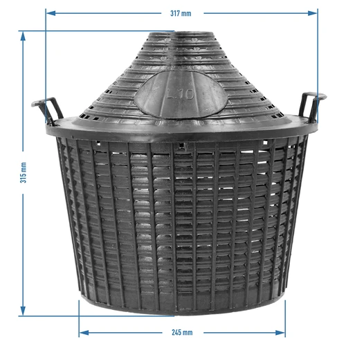 Garrafão de vidro para vinho 10 L com cesto de plástico - 6
