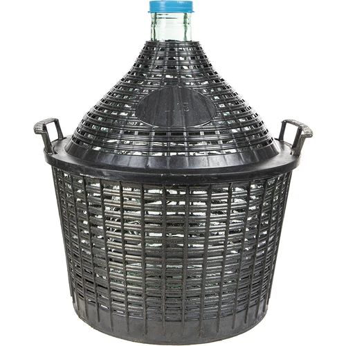 Garrafão para vinho 15 L com cesto de plástico