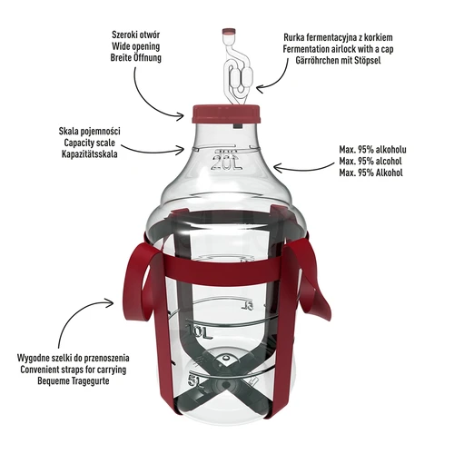 Garrafão para vinho leve, inquebrável, com arnês de transporte, 20 L - 4