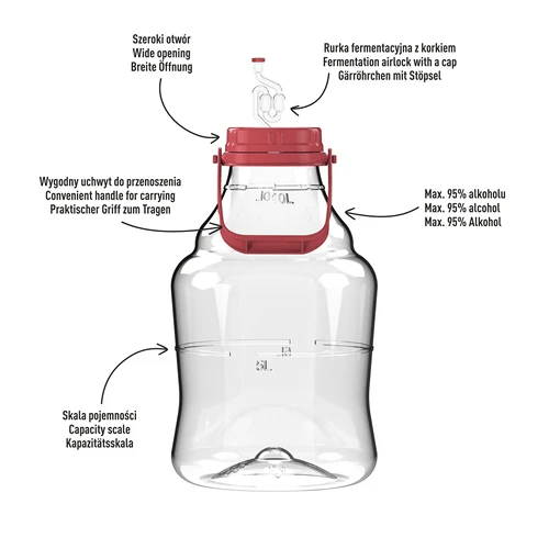 Garrafão para vinho leve, inquebrável, com pega, 10 L - 4