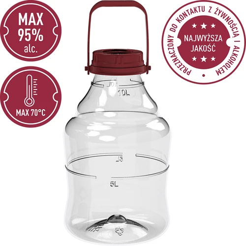 Garrafão para vinho leve, inquebrável, com pega, 10 L - 5