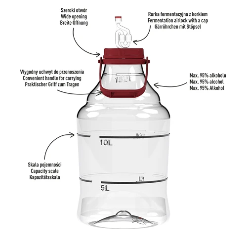 Garrafão para vinho leve, inquebrável, com pega, 15 L - 4