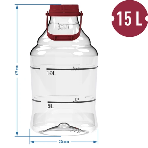 Garrafão para vinho leve, inquebrável, com pega, 15 L - 6