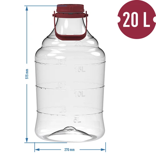 Garrafão para vinho leve, inquebrável, com pega, 20 L - 6