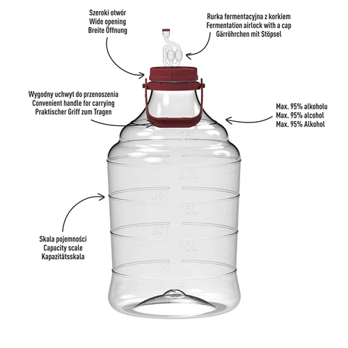 Garrafão para vinho leve, inquebrável, com pega de transporte, 25 L - 4