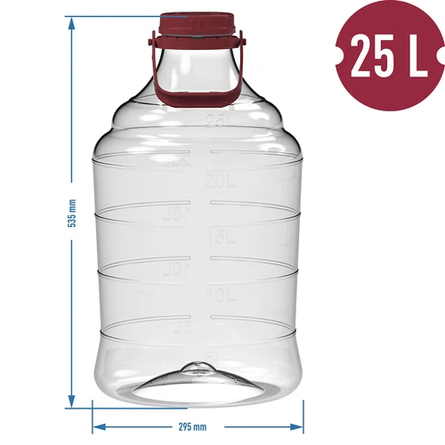 Garrafão para vinho leve, inquebrável, com pega de transporte, 25 L - 6