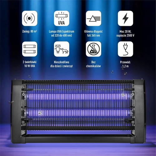 Lâmpada mata-insetos UVA 20 W, preta - 6