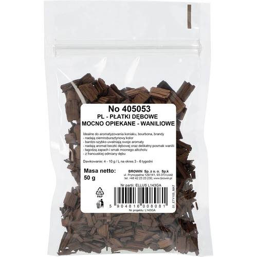 Lascas de carvalho com notas de baunilha, tosta forte, 50 g - 2