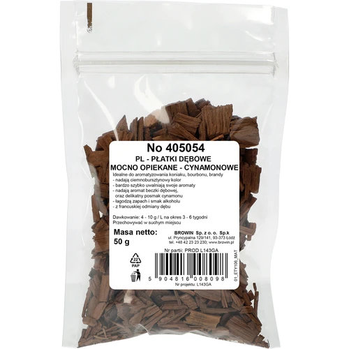 Lascas de carvalho de tosta forte aromatizadas com canela 50 g - 2