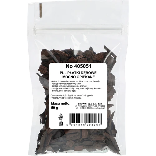 Lascas de carvalho de tosta forte para aromatizar bebidas alcoólicas (whisky, bourbon, brandy, conhaque, cerveja), 50 g - 2