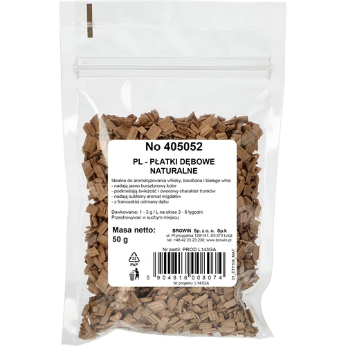 Lascas de carvalho naturais para aromatizar bebidas alcoólicas (whisky, vinho branco), 50 g - 2