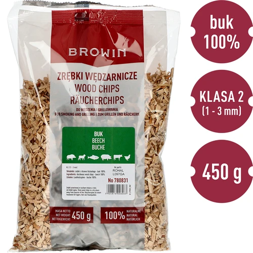 Lascas de madeira para fumar/grelhar, faia, 450 g, classe 2 - 3