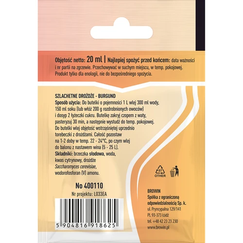 Levedura enológica Bordeaux, 20 ml - 2