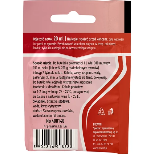 Levedura enológica Malaga, 20 ml - 2