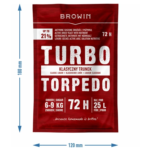 Levedura para destilação Turbo Torpedo 72h 21% - 120 g - 5