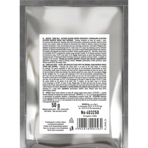Levedura Turbo Koji para destilação, 50 g (sem mosturação!) - 2