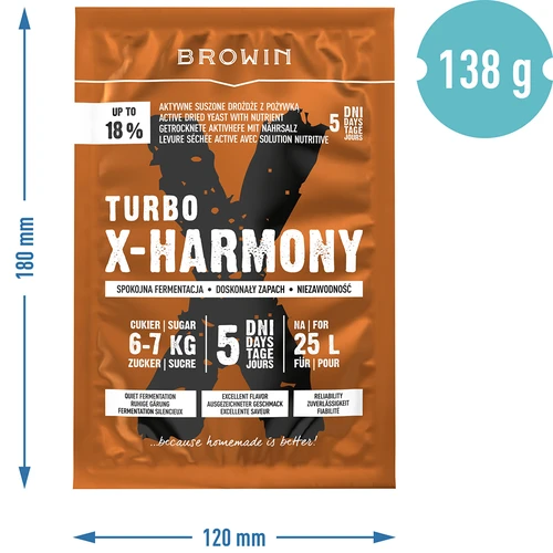 Levedura Turbo X-Harmony 18%, 25 L, 138 g - 6
