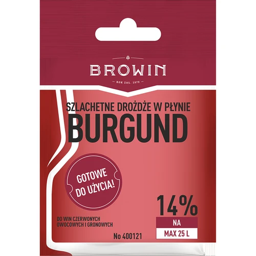 Levedura vínica Burgund para inoculação direta, 20 ml