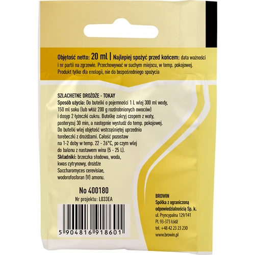 Levedura vínica Tokay, 20 ml - 2