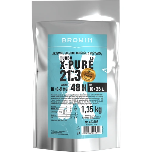 Leveduras Turbo X-Pure 21,3%, 10 x 25 L, 1,35 kg