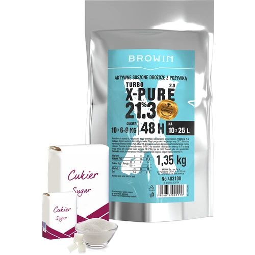 Leveduras Turbo X-Pure 21,3%, 10 x 25 L, 1,35 kg - 3