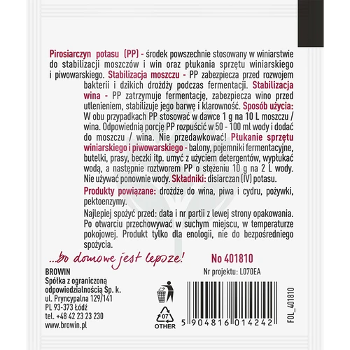 Metabissulfito de potássio 10 g - 2
