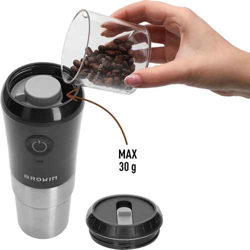 Moinho de café – elétrico, de mós, com cafeteira e copo - 7