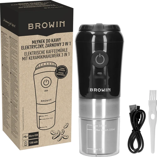 Moinho de café – elétrico, de mós, com cafeteira e copo - 12