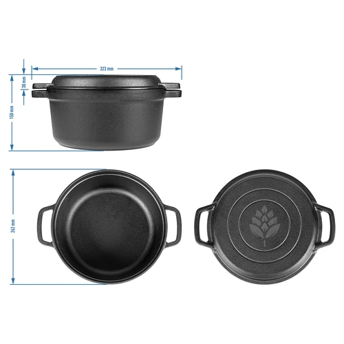 Panela de ferro fundido com frigideira, 3,5 L - 7