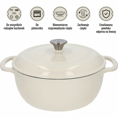 Panela de ferro fundido esmaltada - ecru, 5,8 L - 5