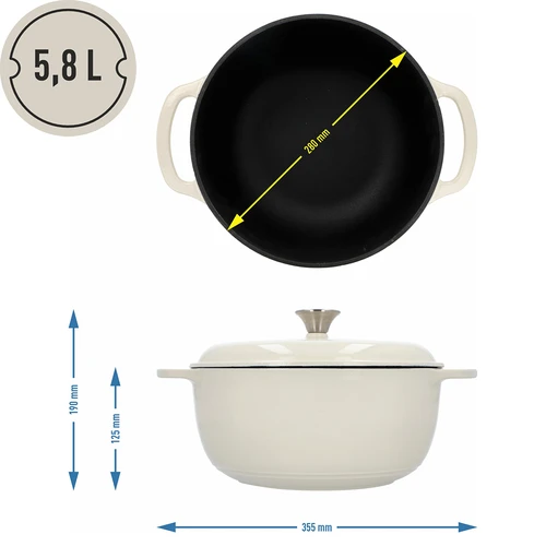 Panela de ferro fundido esmaltada - ecru, 5,8 L - 4