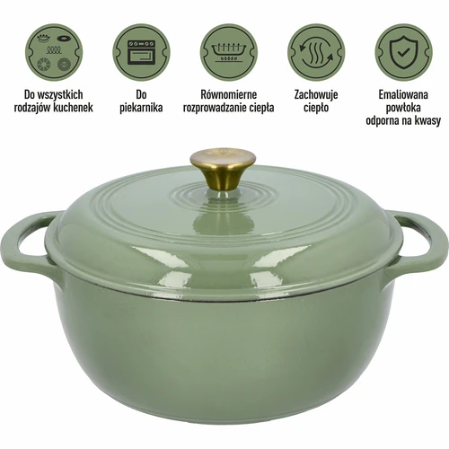 Panela de ferro fundido esmaltada - sálvia, 5,8L - 5