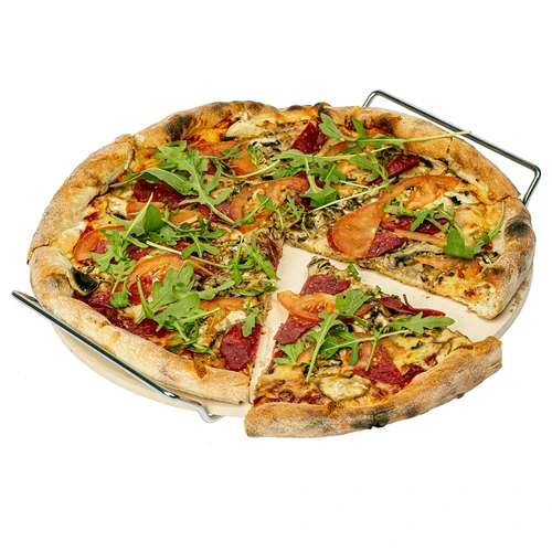 Pedra para pizza com pega e cortador, em cordierita, redonda 33 cm - 5