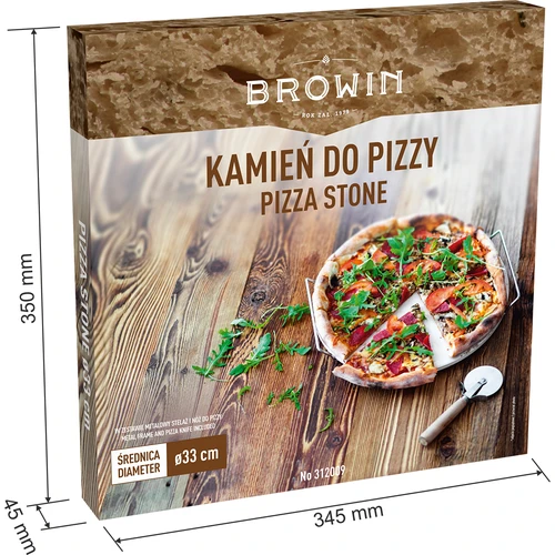 Pedra para pizza com pega e cortador, em cordierita, redonda 33 cm - 9