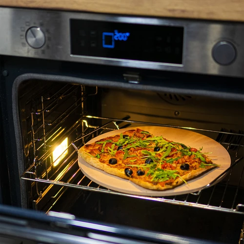 Pedra para pizza com pega e cortador, em cordierita, redonda 33 cm - 11
