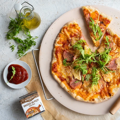 Pedra para pizza com pega e cortador, em cordierita, redonda 33 cm - 13